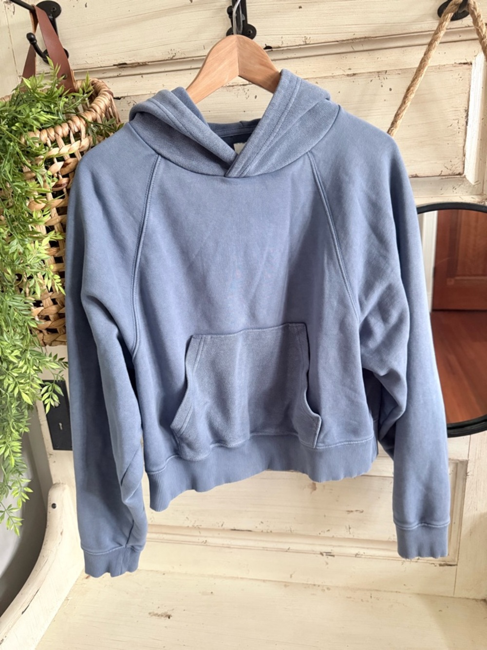 aerie Dusty Blue Hooded Pullover Sweatshirt